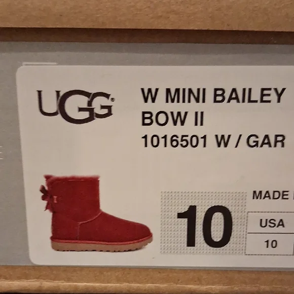 UGG Red Mini Bailey Bow Boots - Picture 5 of 14